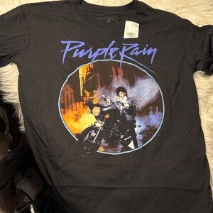 Black Graphic Tee with Purple Design